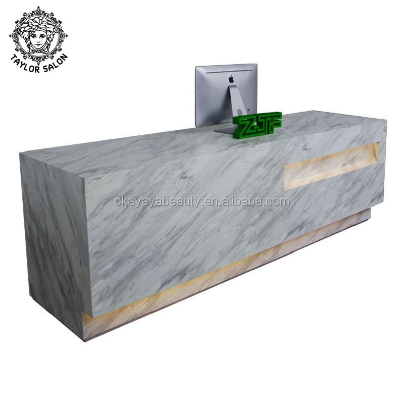 Hot selling white granite I shape reception desk for beauty salon