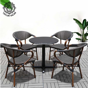 Garden furniture outdoor coffee dining set cafe dining tables chairs rattan / wicker chairs