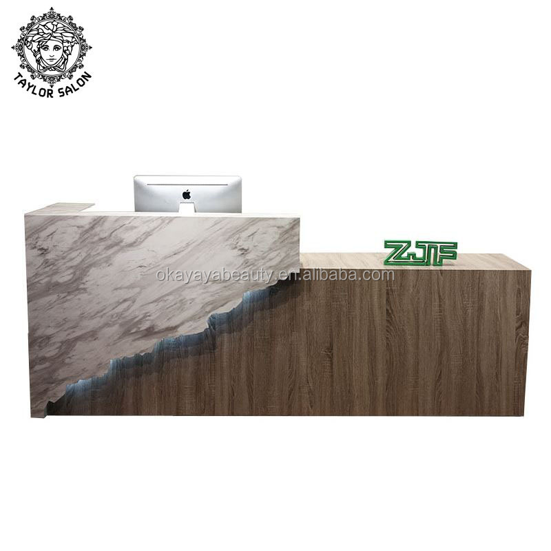 Hot selling white granite I shape reception desk for beauty salon