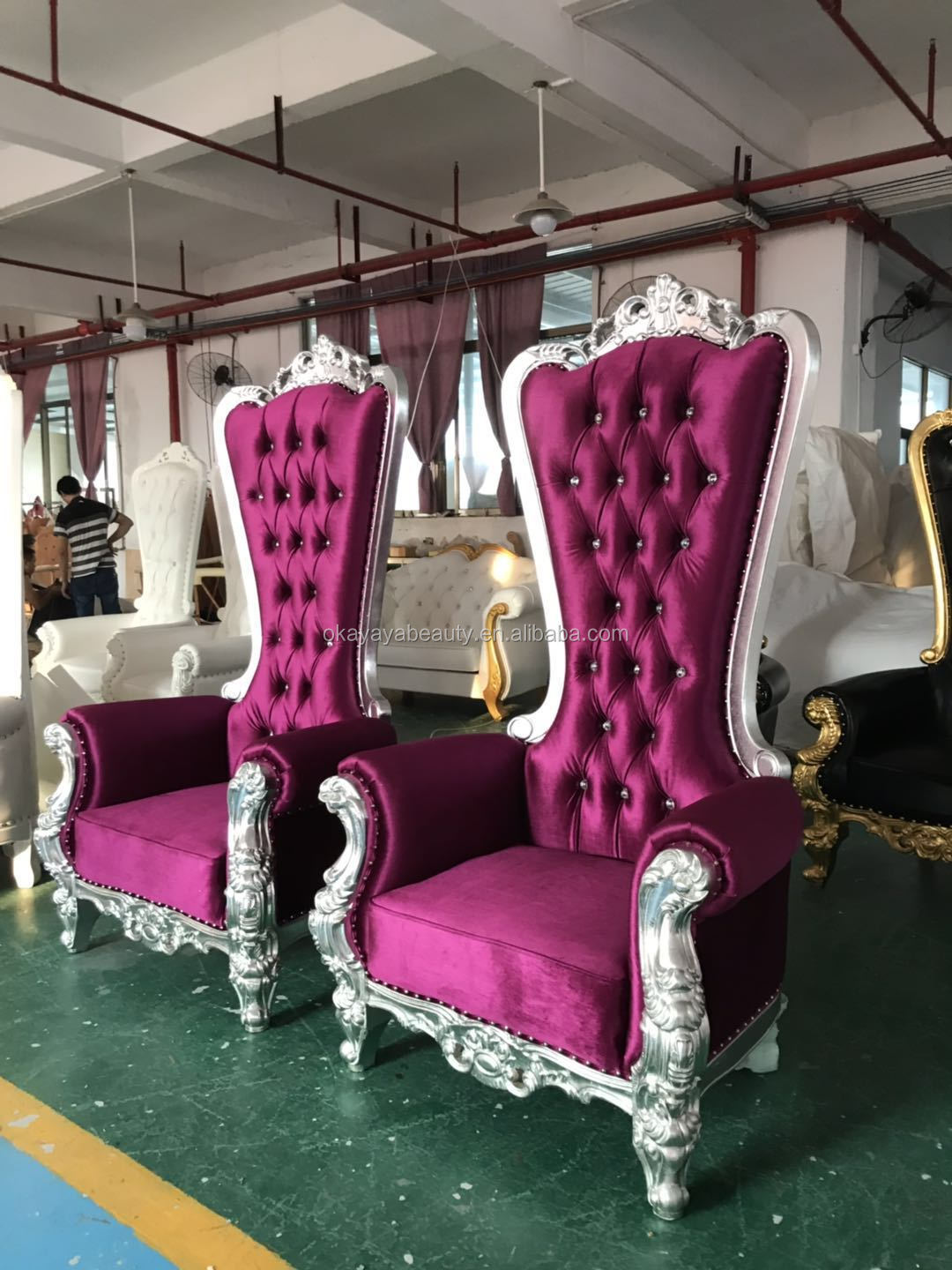 Hotel chairs furniture purple queen chair luxury throne wedding chair for sale