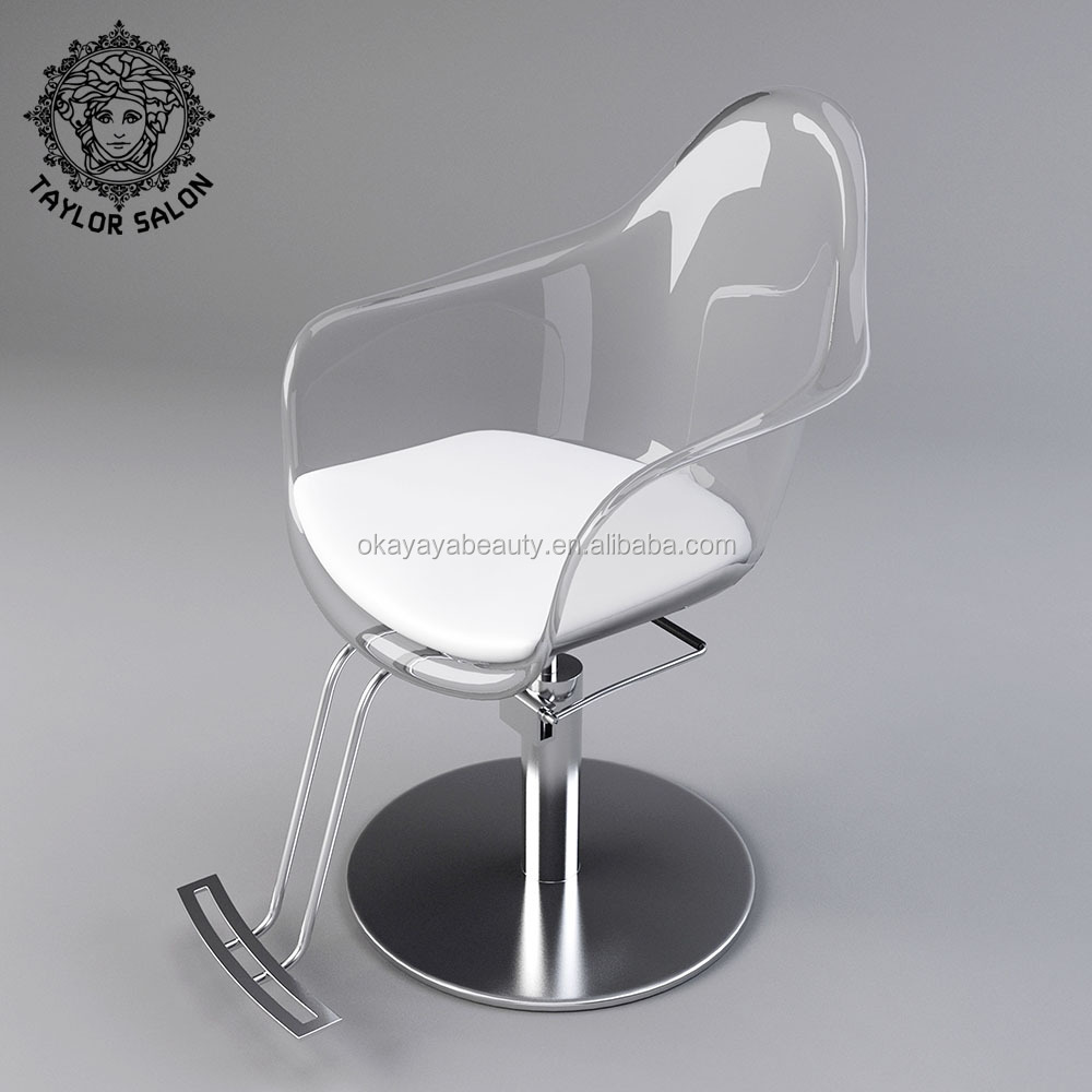 Salon furniture barber shop equipment hairdressing chairs acrylic hair cutting chairs transparent styling chair