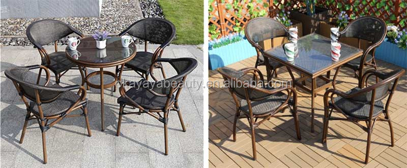 Garden furniture outdoor coffee dining set cafe dining tables chairs rattan / wicker chairs