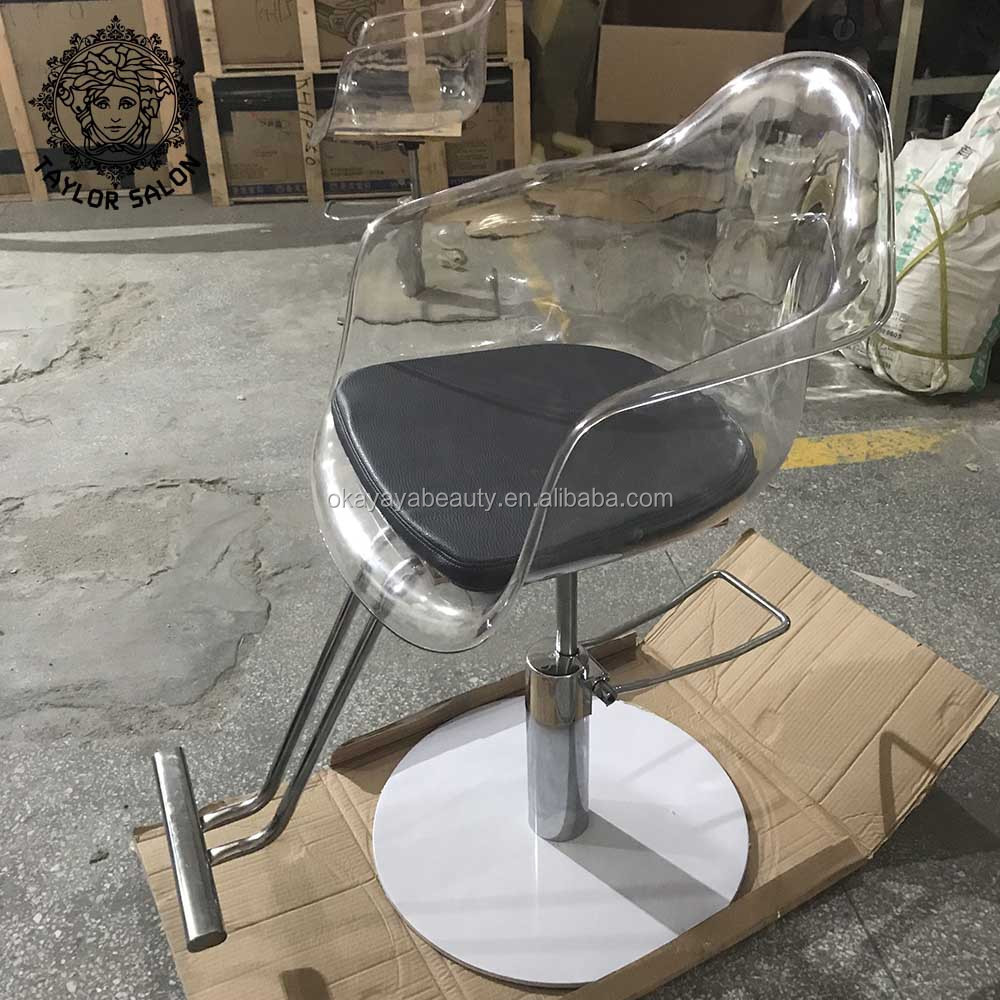 Salon furniture barber shop equipment hairdressing chairs acrylic hair cutting chairs transparent styling chair