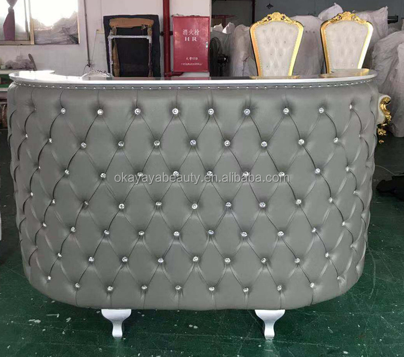 Wholesale beauty white reception desk front counter cheap salon furniture reception desk