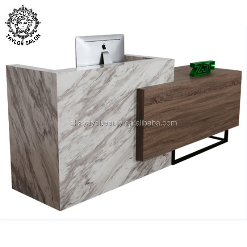 Hot selling white granite I shape reception desk for beauty salon