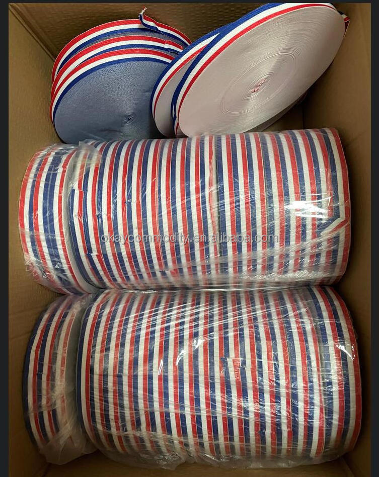 OKAY Red White Blue Country Flag Stripe Ribbon for Medal grade classical stripe polyester grosgrain ribbon