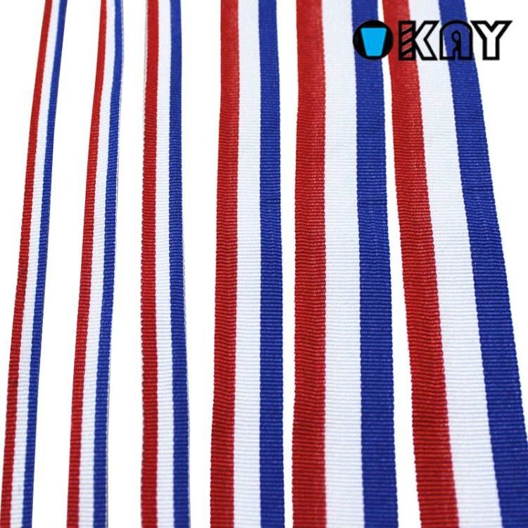 OKAY Red White Blue Country Flag Stripe Ribbon for Medal grade classical stripe polyester grosgrain ribbon