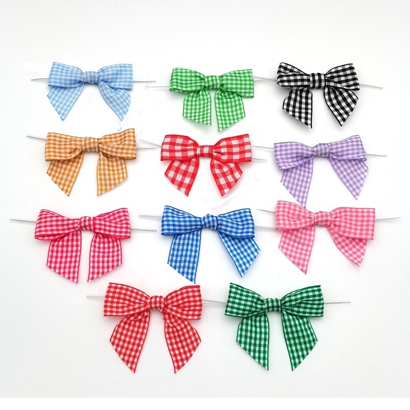 OKAY High Quality Free Samples Customized Handmade Muti Color Tartan Gift Ribbon Bows For Package Decoration