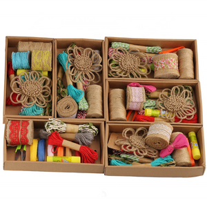 Okay Wholesale Hemp jute rope decoration set for kindergarten,handmade DIY handmade gift box decoration