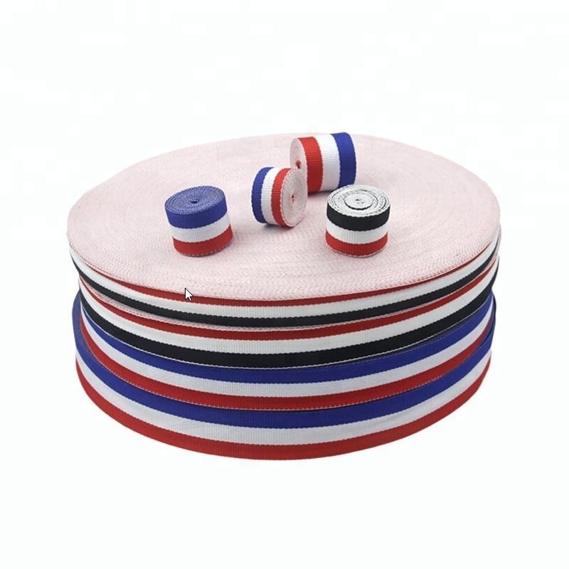 OKAY Red White Blue Country Flag Stripe Ribbon for Medal grade classical stripe polyester grosgrain ribbon