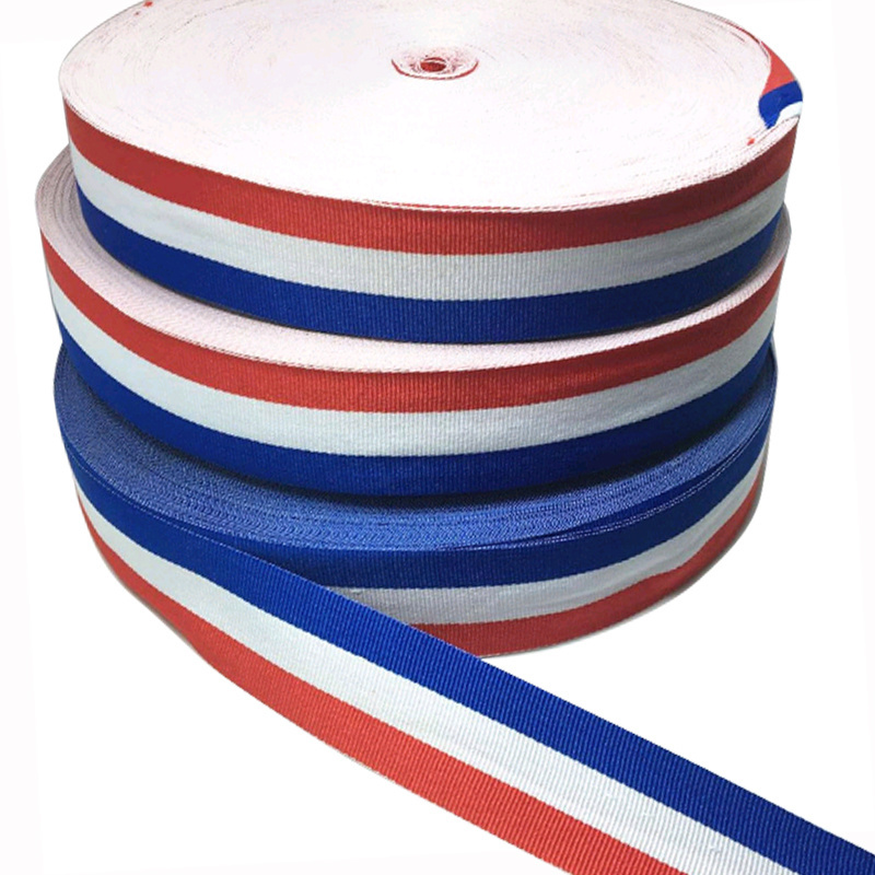 OKAY Red White Blue Country Flag Stripe Ribbon for Medal grade classical stripe polyester grosgrain ribbon