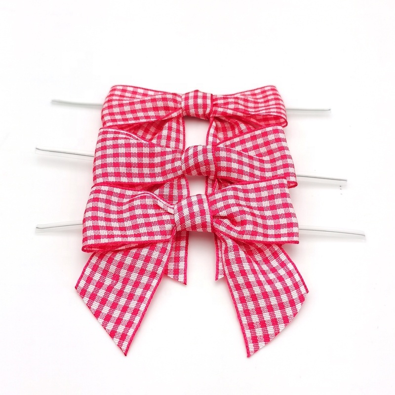 OKAY High Quality Free Samples Customized Handmade Muti Color Tartan Gift Ribbon Bows For Package Decoration