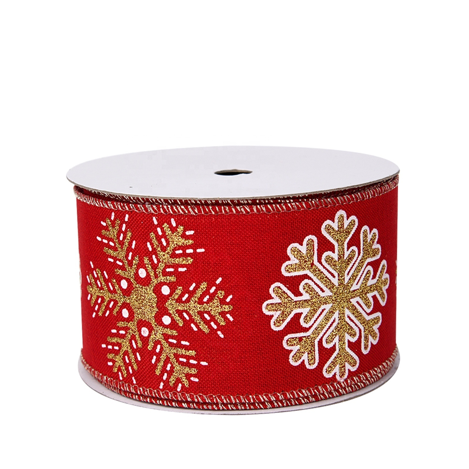 OKAY Wholesale 2.5 Inch Wide 10 Yards Christmas Single Face Wired Satin Ribbon For Xmas Tree Crafts Decoration