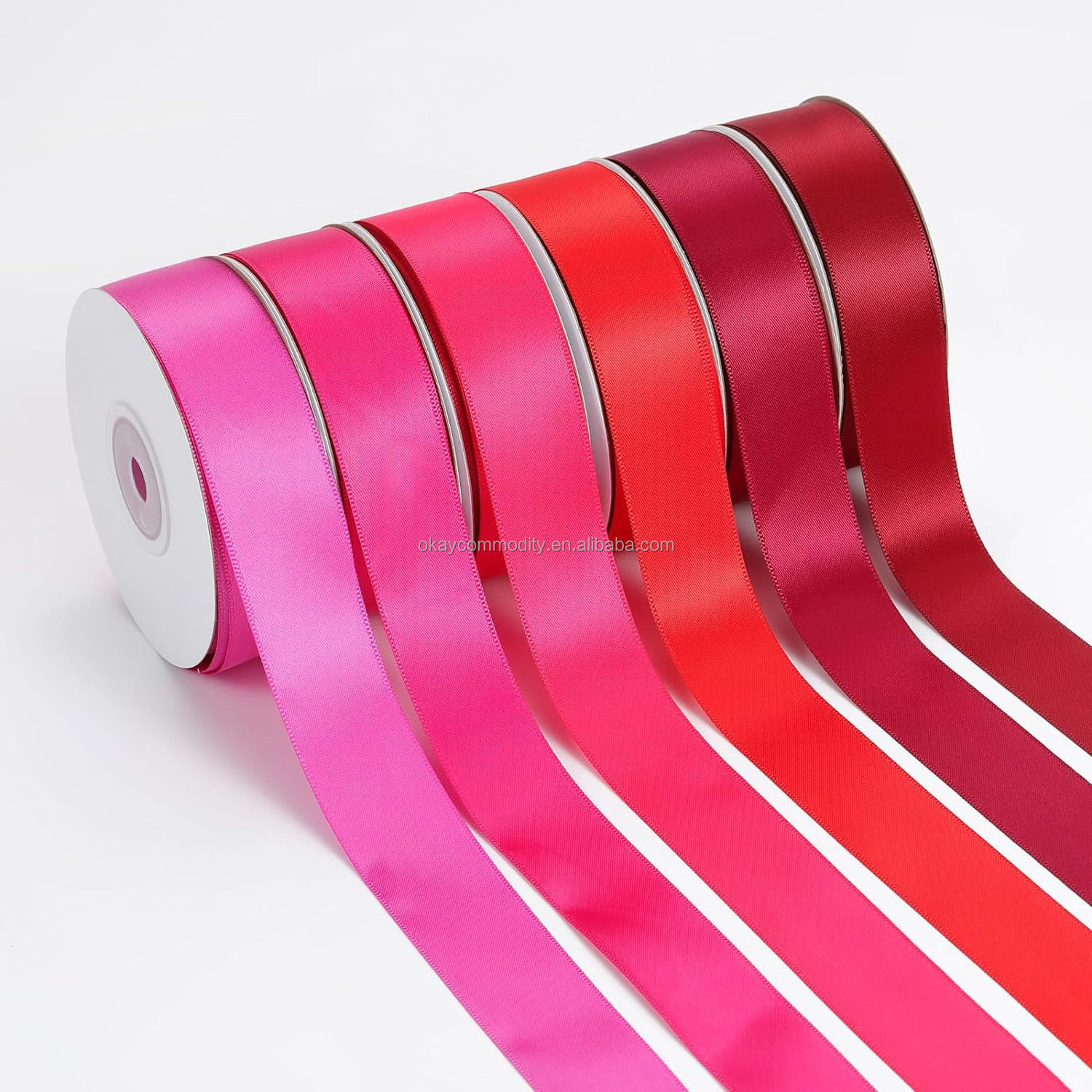 OKAY Factory Directly 1-1/2 Inch (40mm) x 100 Yards Rose Red Satin Ribbon for Wedding Invitations