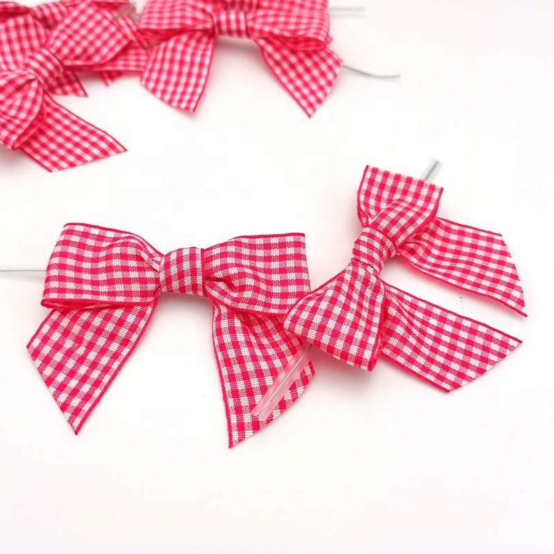 OKAY High Quality Free Samples Customized Handmade Muti Color Tartan Gift Ribbon Bows For Package Decoration