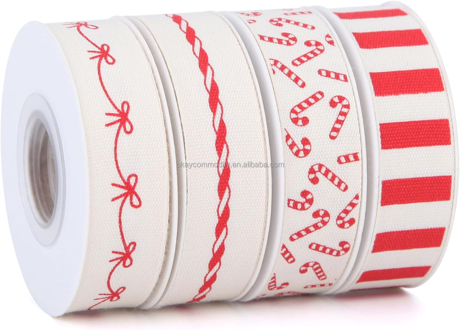 OKAY 1 Inch Customized Polyester Printed Christmas Satin Grosgrain Ribbon for Party Decor Bow Make