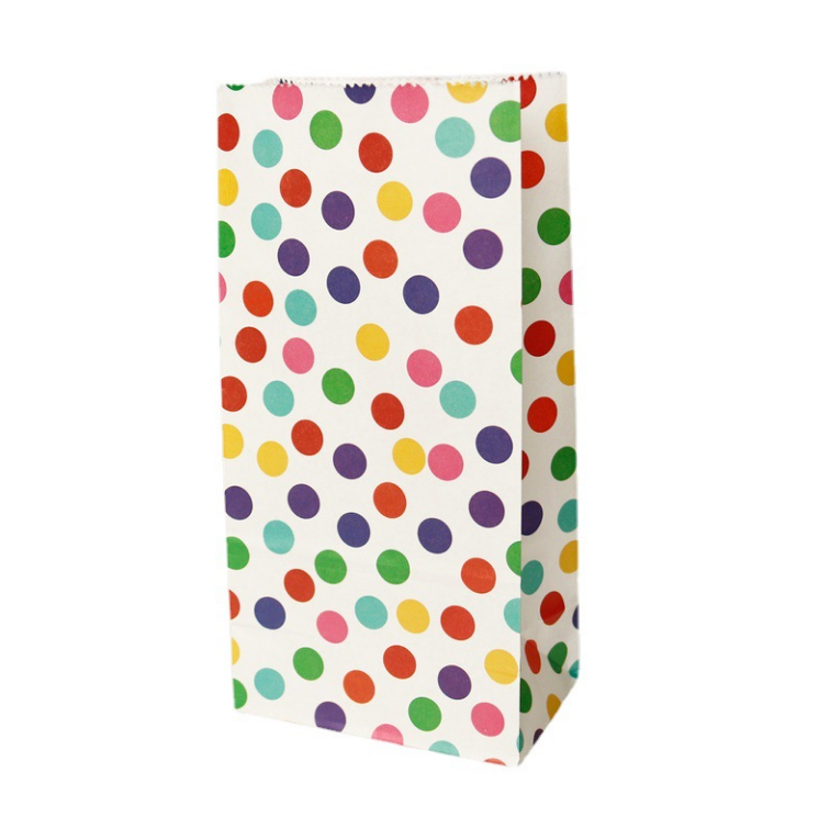 Okay Wholesale Luxury Rainbow Polka Dots Stripe Candy Favor Paper Bags With Stickers for Party Wedding Christmas