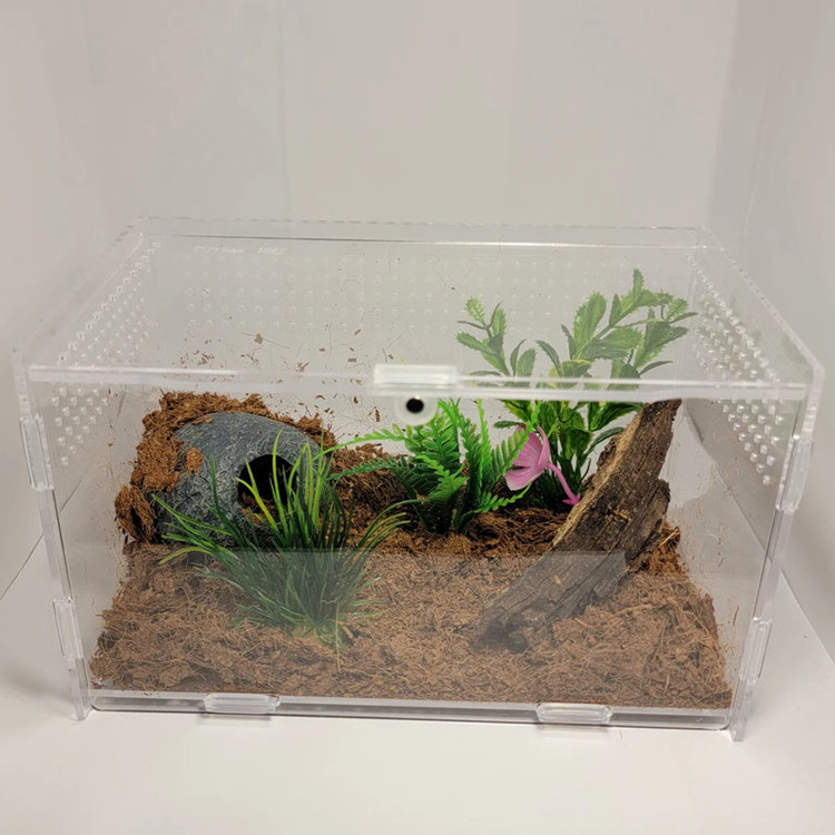 Customized Clear Acrylic Terrarium Pet Reptile Display Case Reptile Habitat With Magnetic Door