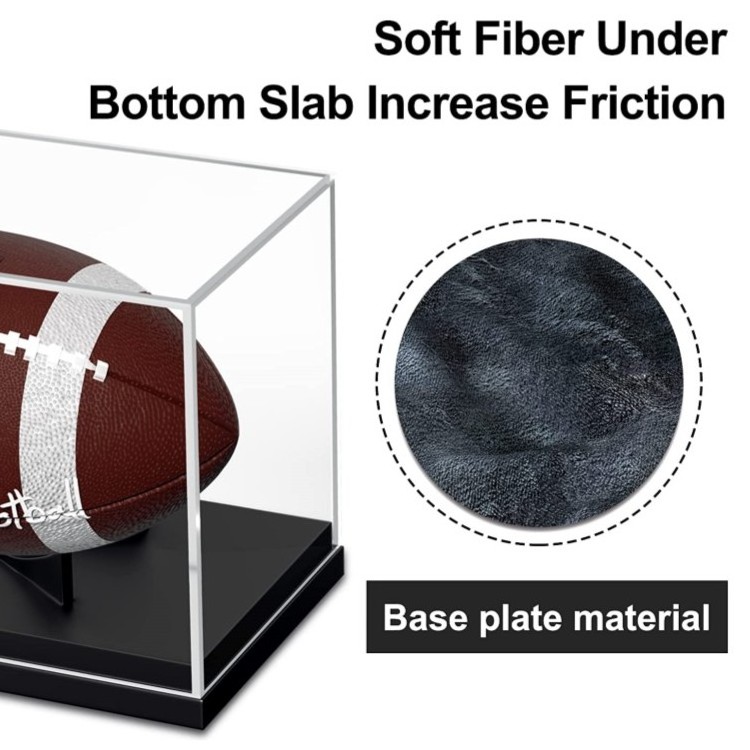 Football Display Case UV Protection Football Holder Clear Acrylic Display Case with Built-in Football Display Stand