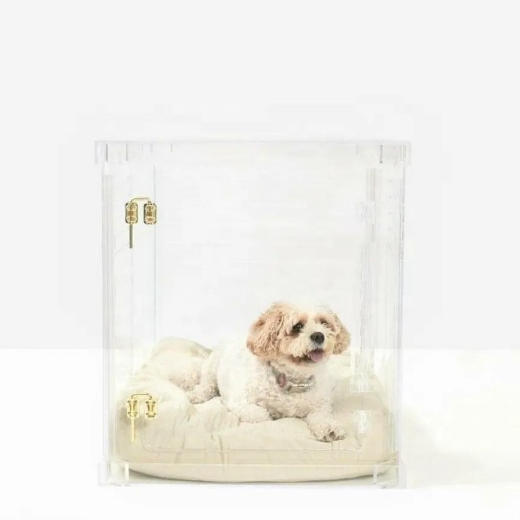 Luxury Clear Acrylic Pet Crates Cat Dog Acrylic Gate Doorway Modern Dog Gate