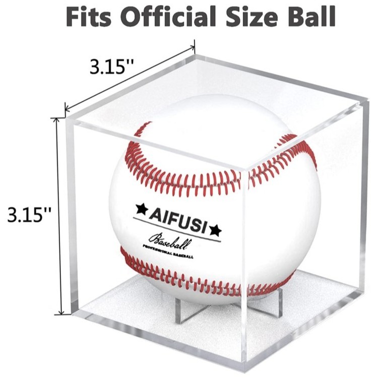 Baseball Display Case UV Protected Acrylic Cube Baseball Holder Square Clear Box Memorabilia Display Storage Sports Official