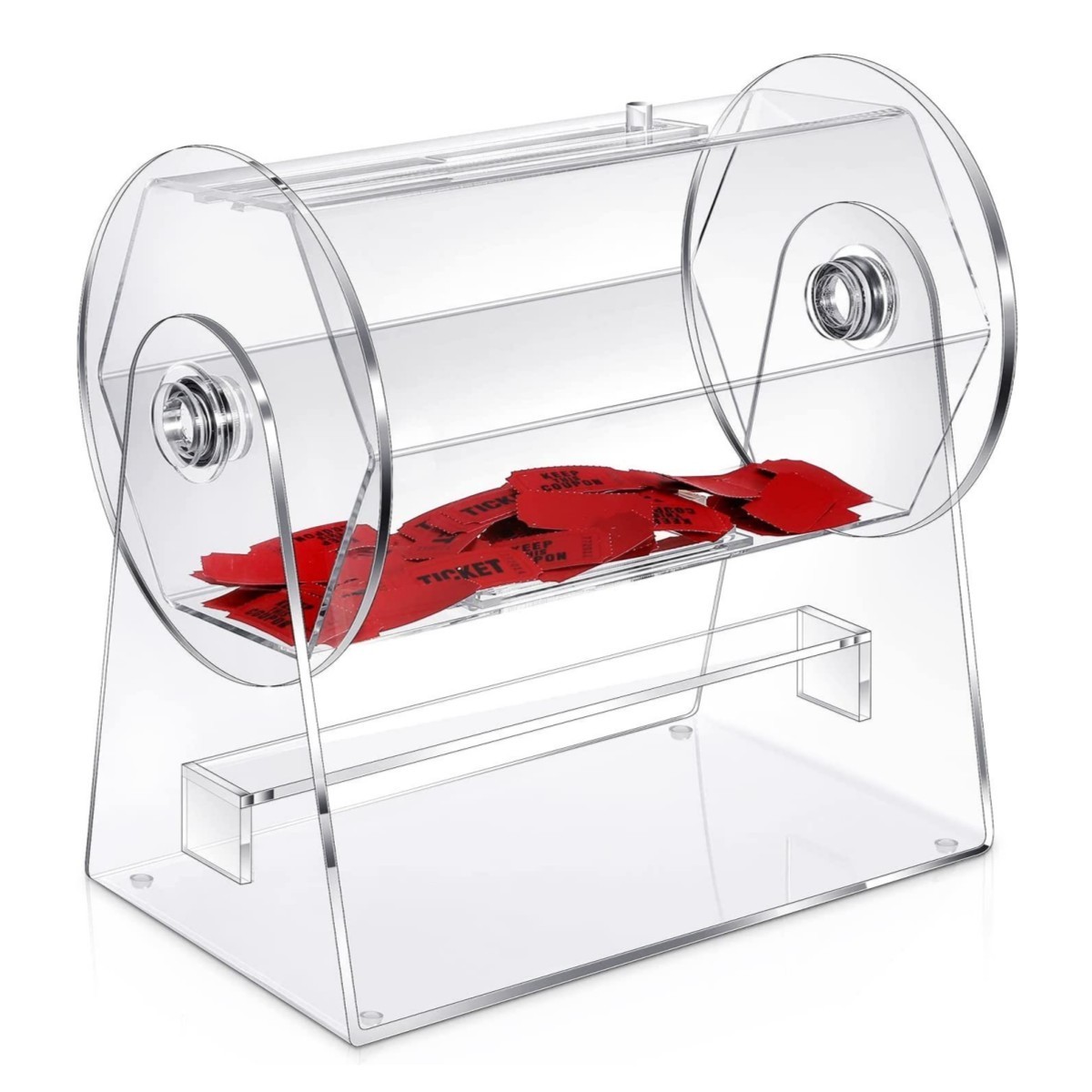 Acrylic Raffle Ticket Spinner Drum Clear Raffle Ticket Drum Transparent Raffle Ticket Box for Lottery Games Bingo