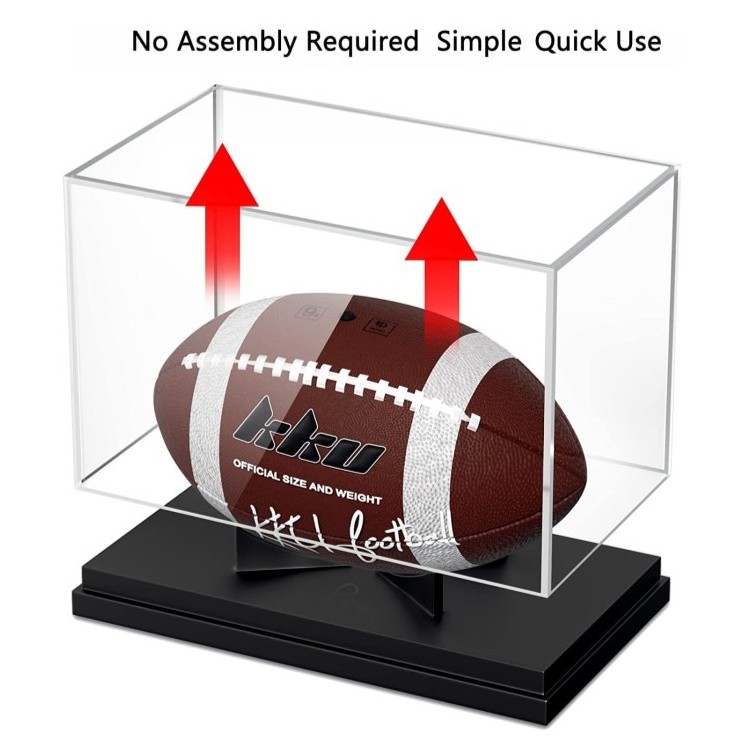 Football Display Case UV Protection Football Holder Clear Acrylic Display Case with Built-in Football Display Stand