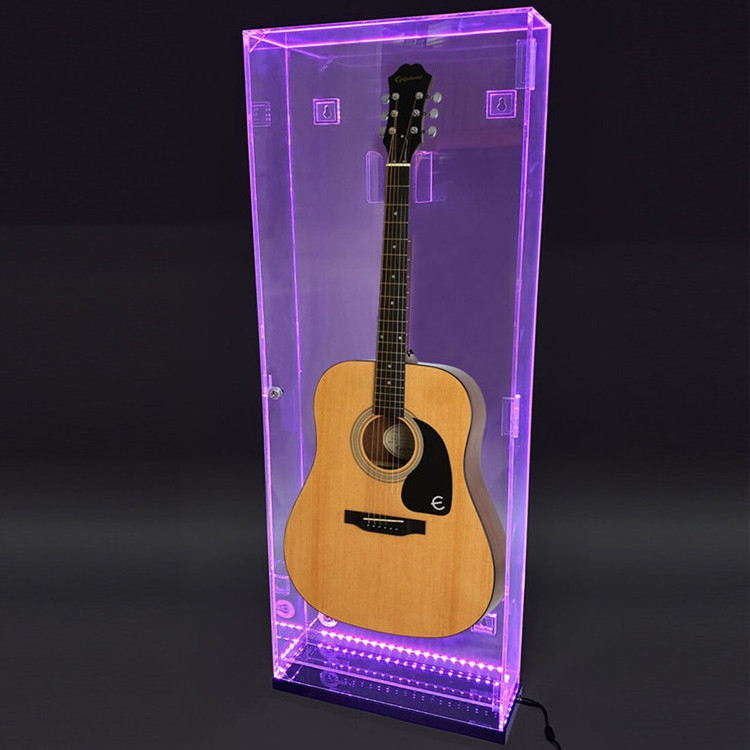 Wall Mounted Acrylic Guitar Display Box With Led Night Lucite Acrylic Violin Display Case with Lock