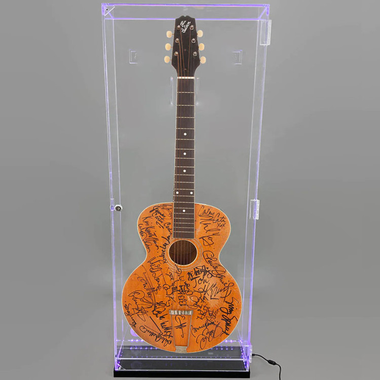 Wall Mounted Acrylic Guitar Display Box With Led Night Lucite Acrylic Violin Display Case with Lock