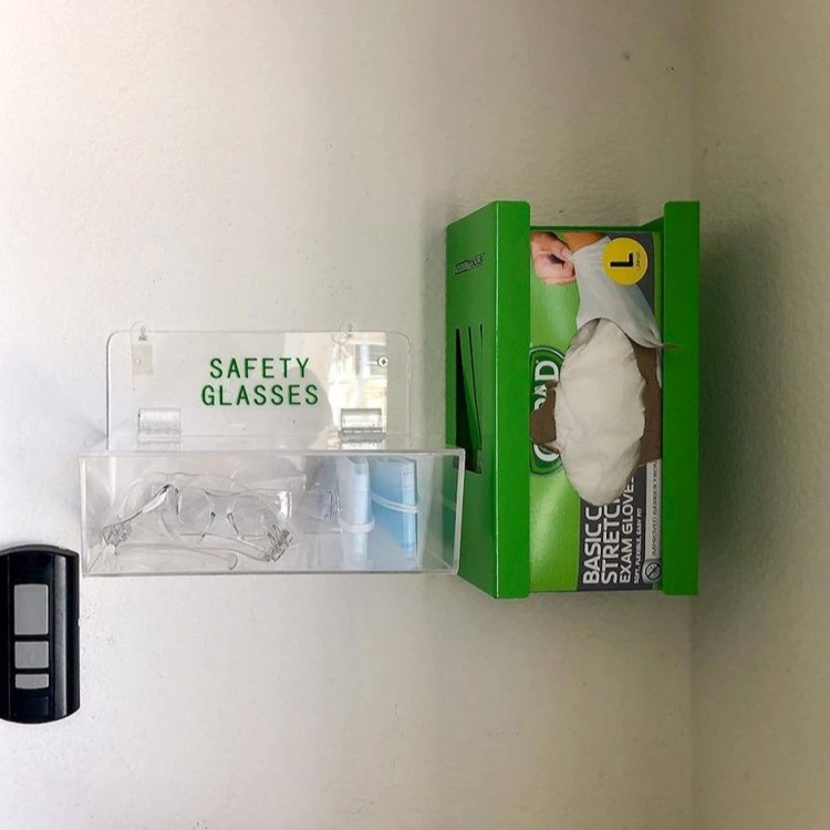 Dustproof Countertop Acrylic Safety Glasses Holder with Lid Wall Mount Acrylic Hygienic Health Care Dispenser