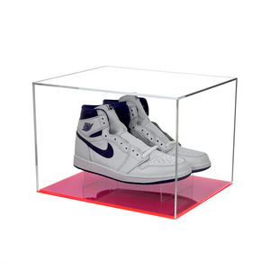 Wholesale Clear Acrylic Shoes Box for Nike Display Sneaker Shoe Box with Colored Base