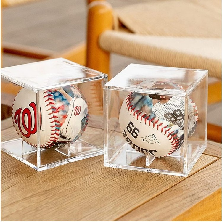 Baseball Display Case UV Protected Acrylic Cube Baseball Holder Square Clear Box Memorabilia Display Storage Sports Official