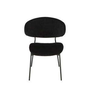 OKAY Furniture Indoor Chairs Black Velvet Luxury Dining Chairs with Metal Legs Wholesale