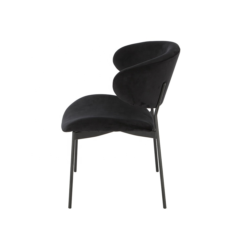 OKAY Furniture Indoor Chairs Black Velvet Luxury Dining Chairs with Metal Legs Wholesale