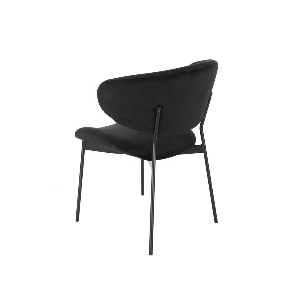 OKAY Furniture Indoor Chairs Black Velvet Luxury Dining Chairs with Metal Legs Wholesale