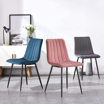 OKAY Cheap Nordic Velvet Fabric Modern Luxury Design Furniture Dining Room Chairs Upholstered Dining Chair With Metal Leg