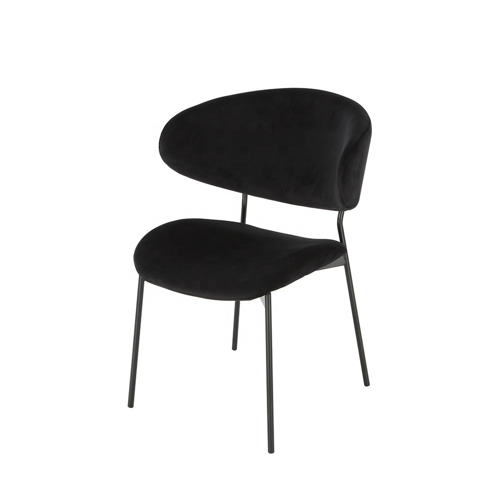 OKAY Furniture Indoor Chairs Black Velvet Luxury Dining Chairs with Metal Legs Wholesale