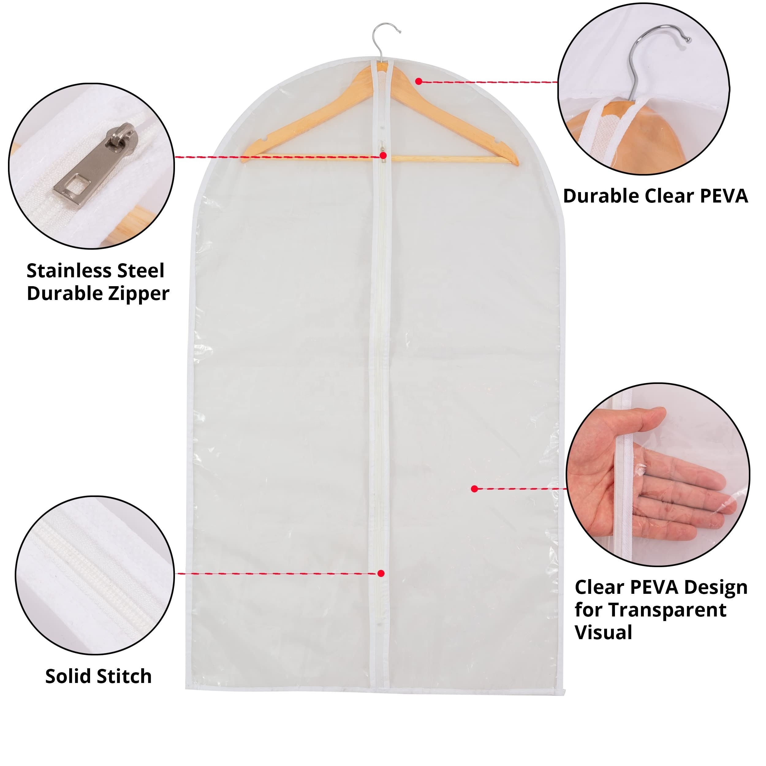 Clear Vinyl Garment Clothes Coat Cover dust Proof bag Suit Bags for Closet Hanging Clothes Storage with Zipper