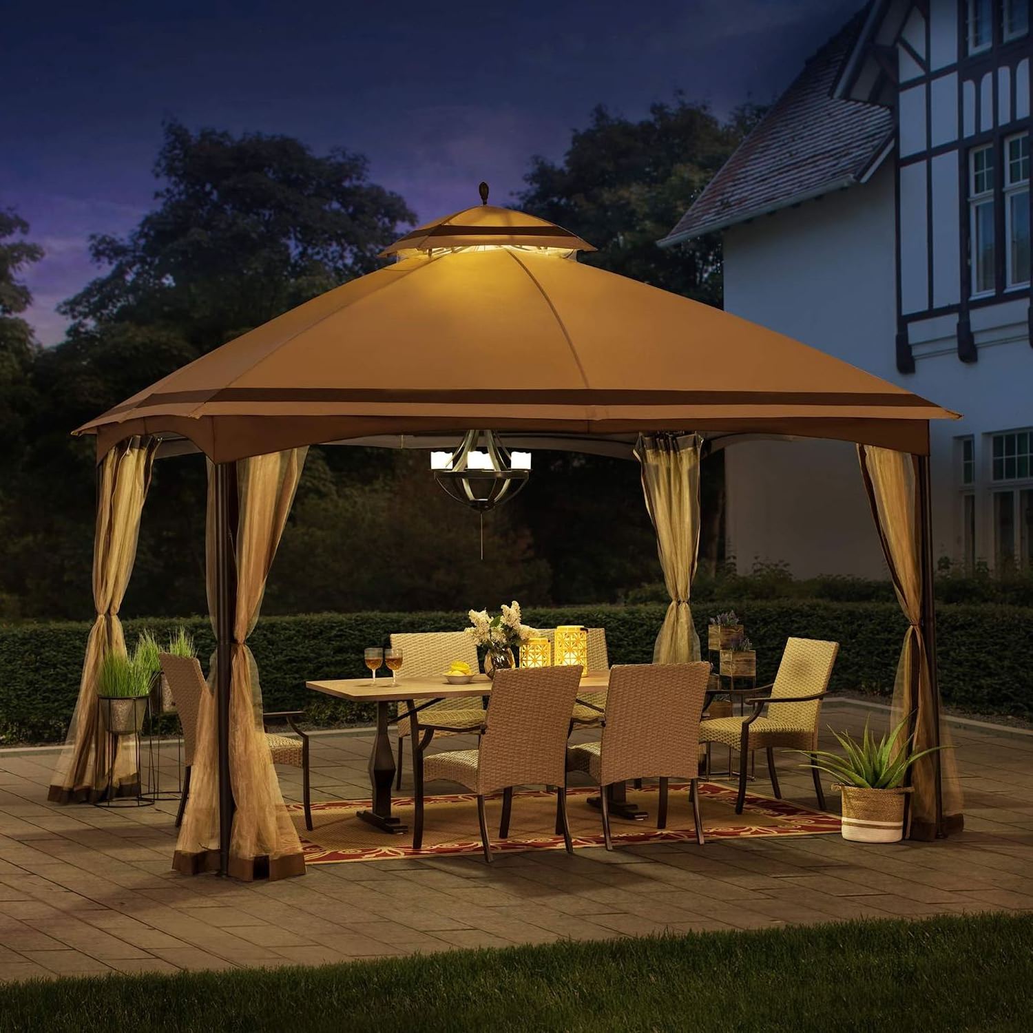 gazebo outdoor tent metal pergola garden gazibo waterproof canpoy iron hot tub patio backyard chinese tenda custom printed