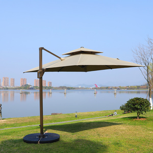 Outdoor Aluminum Roma Sun Umbrella 3*3M Parasol Hanging Waterproof Double Layer Cantilever Patio Modern Garden Restaurant 8 Pcs