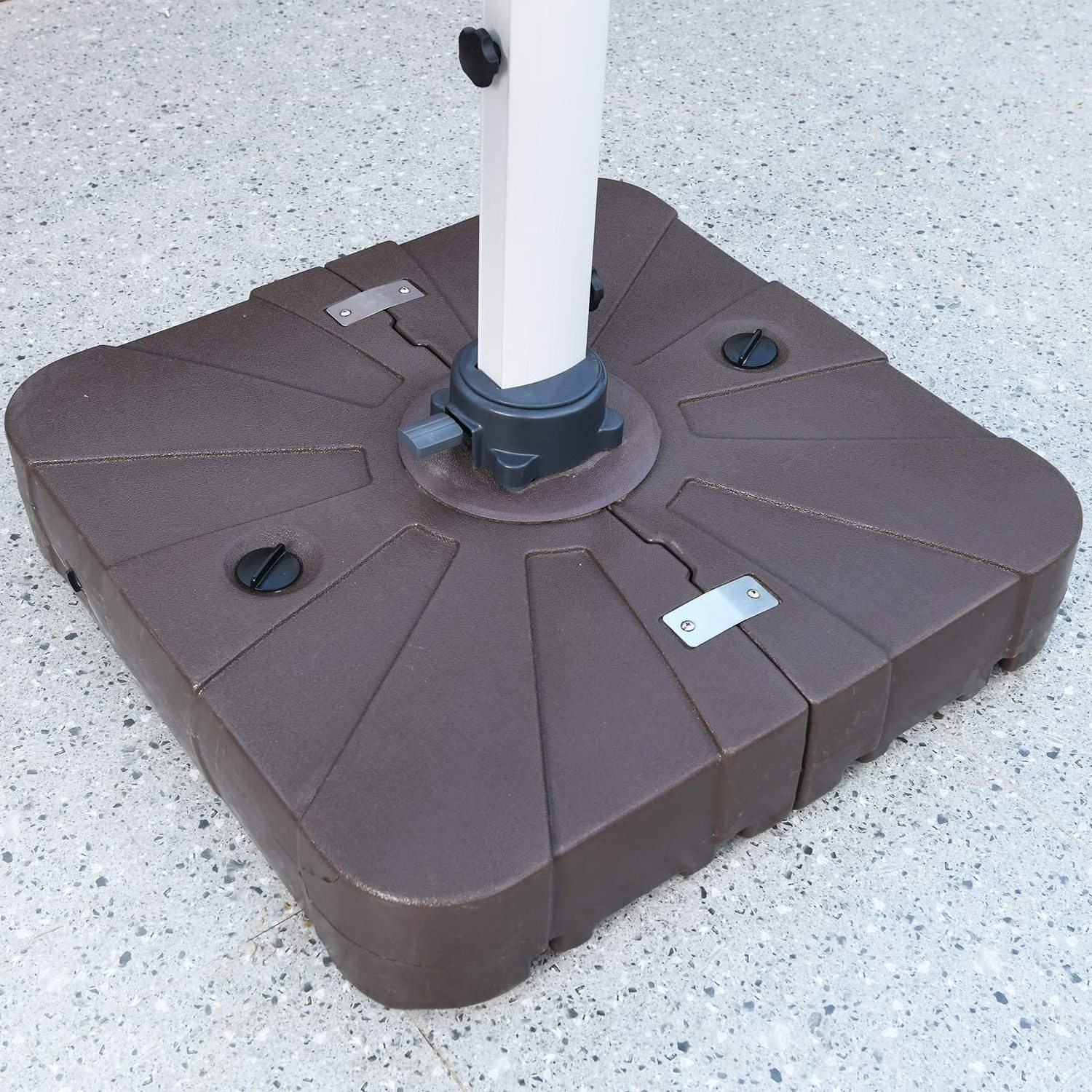 Cantilever Patio Umbrella Base Stand Heavy Duty Patio Outdoor Weighted Water&Sand Filled Offset  with Wheels