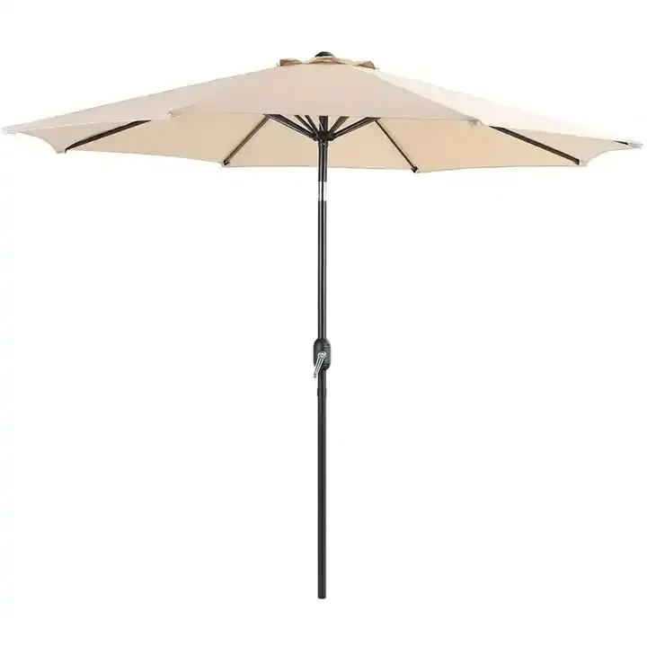 Patio Umbrella Parasol Half Round Iron 5 Ribs Custom Outdoor Leisure Sun Shade Hand Crank Lift Polyester Outdoor Furniture 1pcs