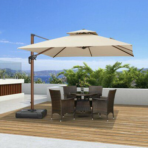 Factory 3x4m aluminium beer garden beach parasol straw pool side umbrella with lighted handle outdoor cafe umbrella