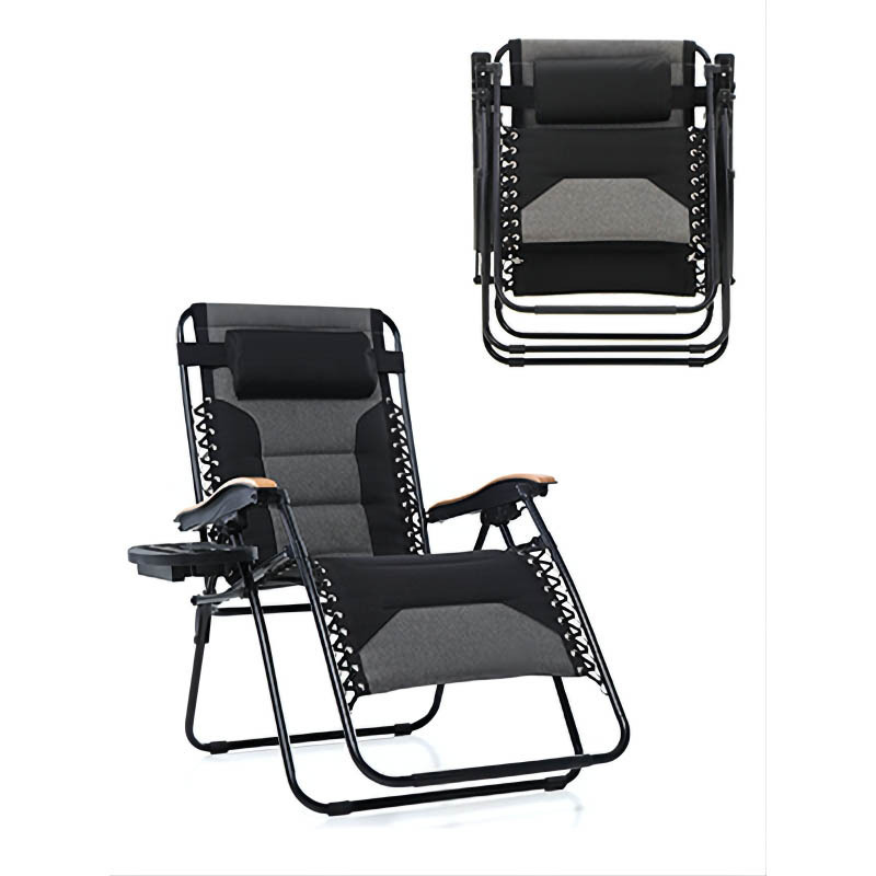 Metal foldable folding metal recliner anti  camping beach chairs black  beach padded zero gravity chair