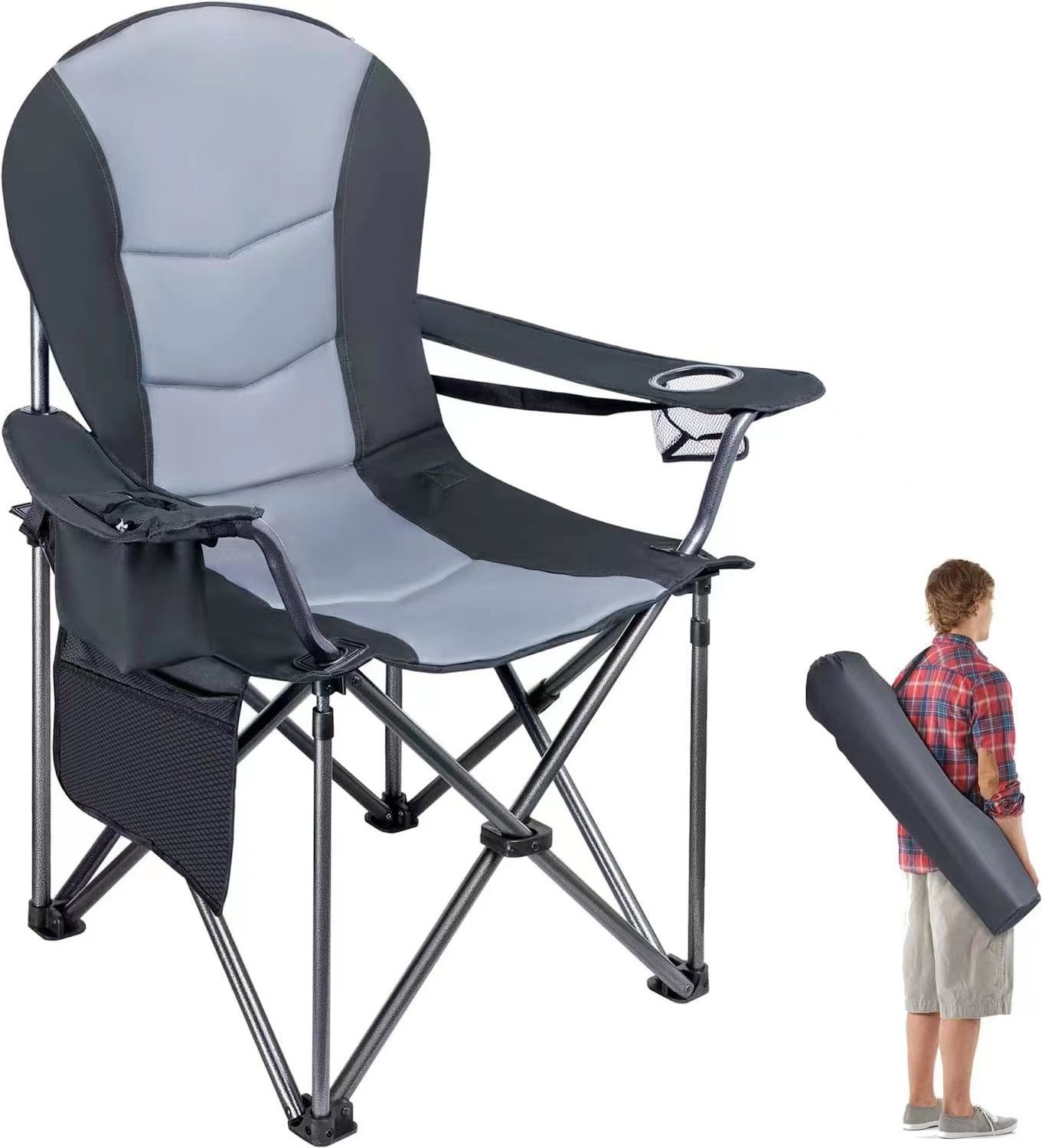 Outdoor Furniture  Reclining Chaises  Beach Picnic High Back Padded Easy adjustable Reclining Folding Fishing Camping Chair