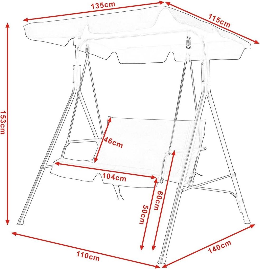 Stock  Outdoor furniture 3 Seater Swing Seat Cushioned Canopy Swing Chair Hammock  for Patio garden