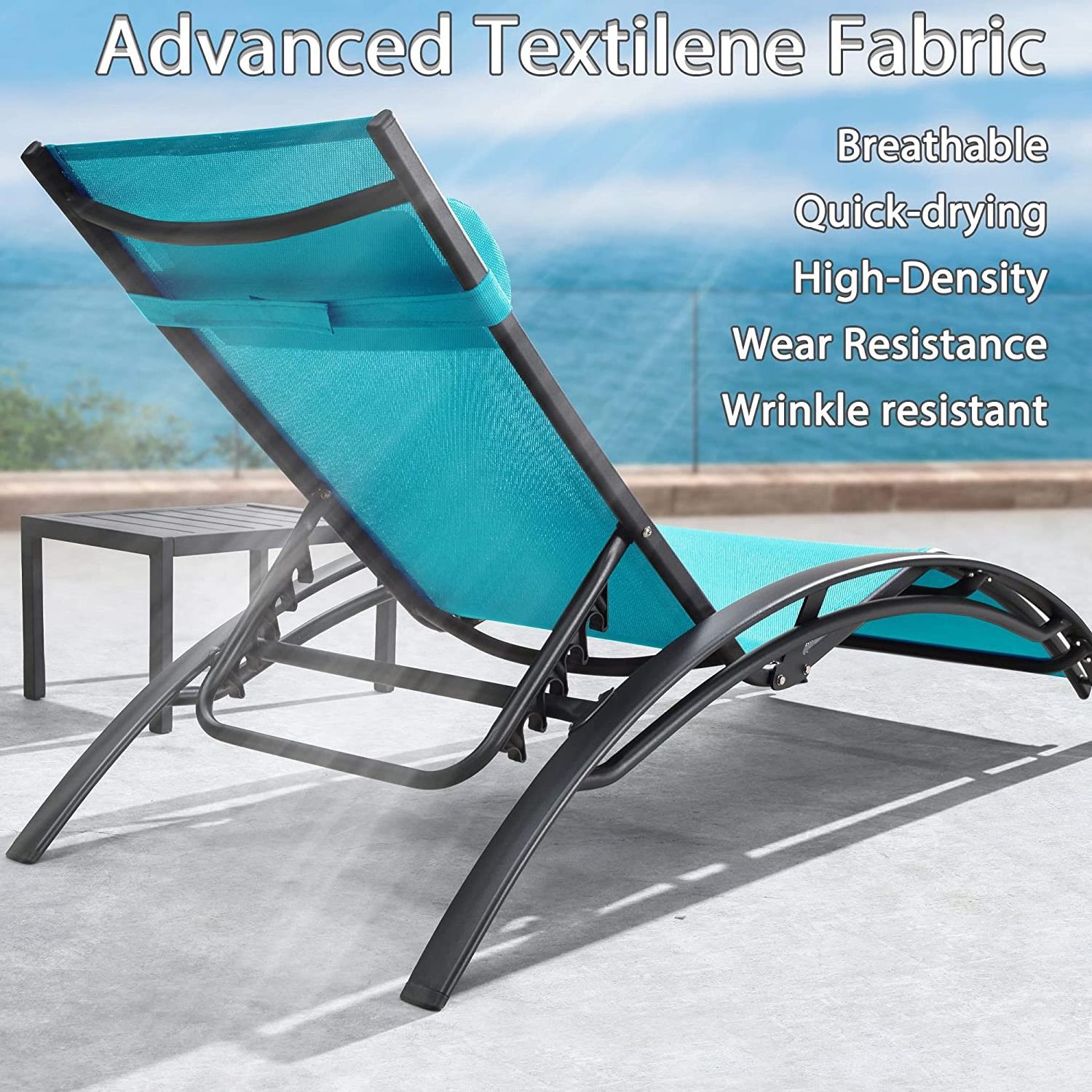 Adjustable All Weather teslin sling sunbed aluminum sun lounger pool chair outdoor Hotel lounge furniture