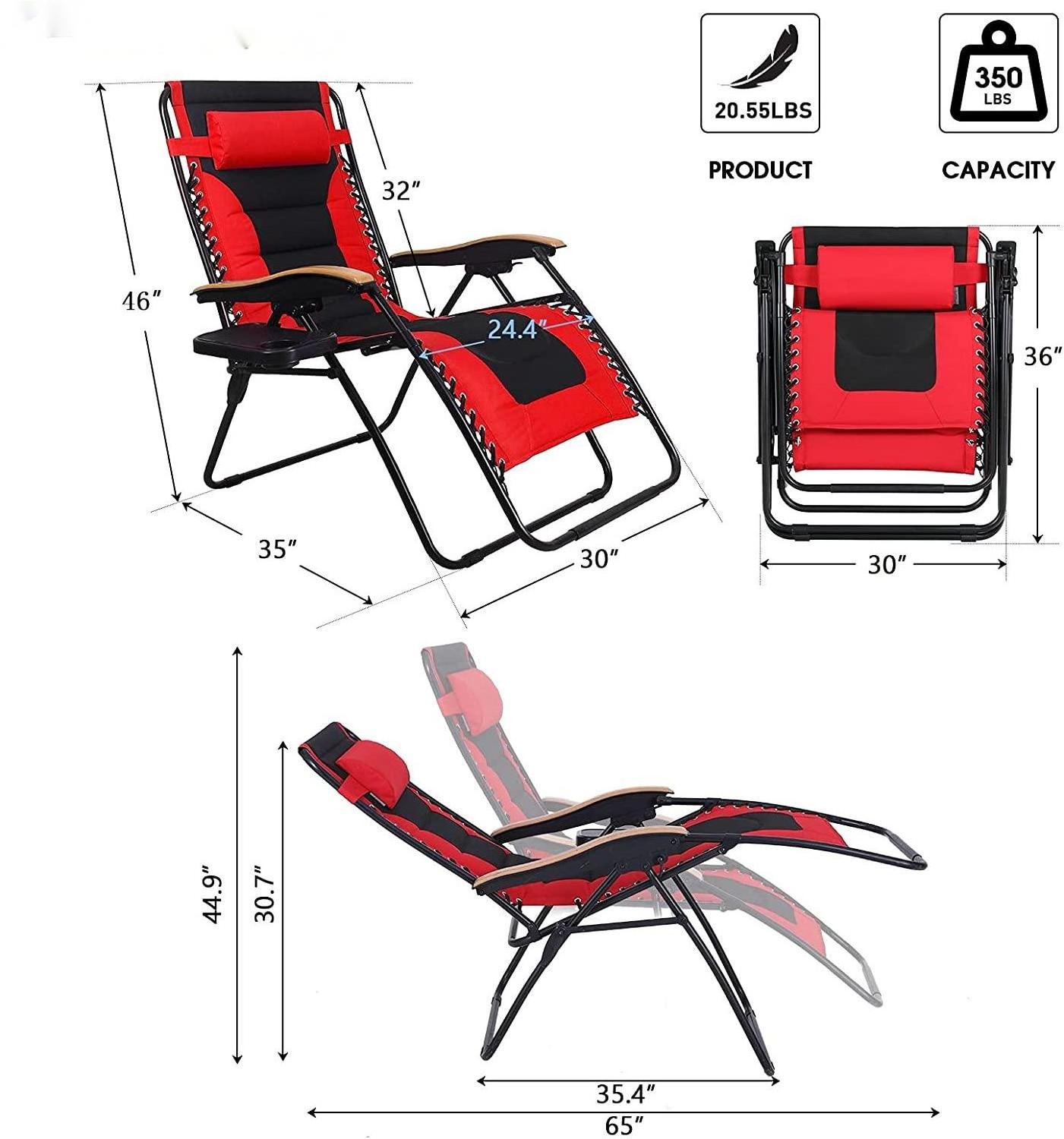 Padded Zero Gravity chair Folding Recliner Sun Lounge of High Quality Luxury Modern Outdoor Beach Patio Lawn