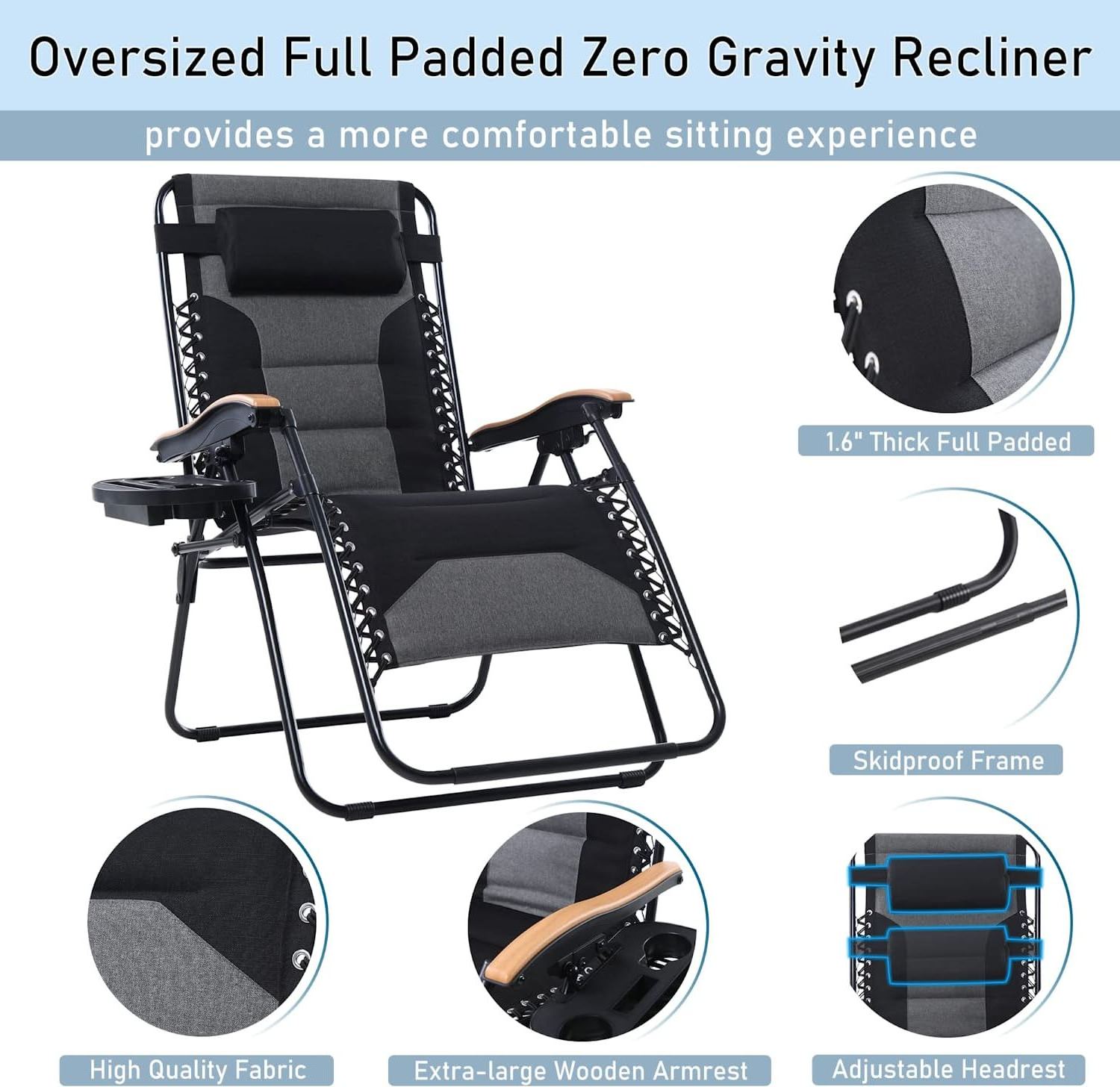 Metal foldable folding metal recliner anti  camping beach chairs black  beach padded zero gravity chair