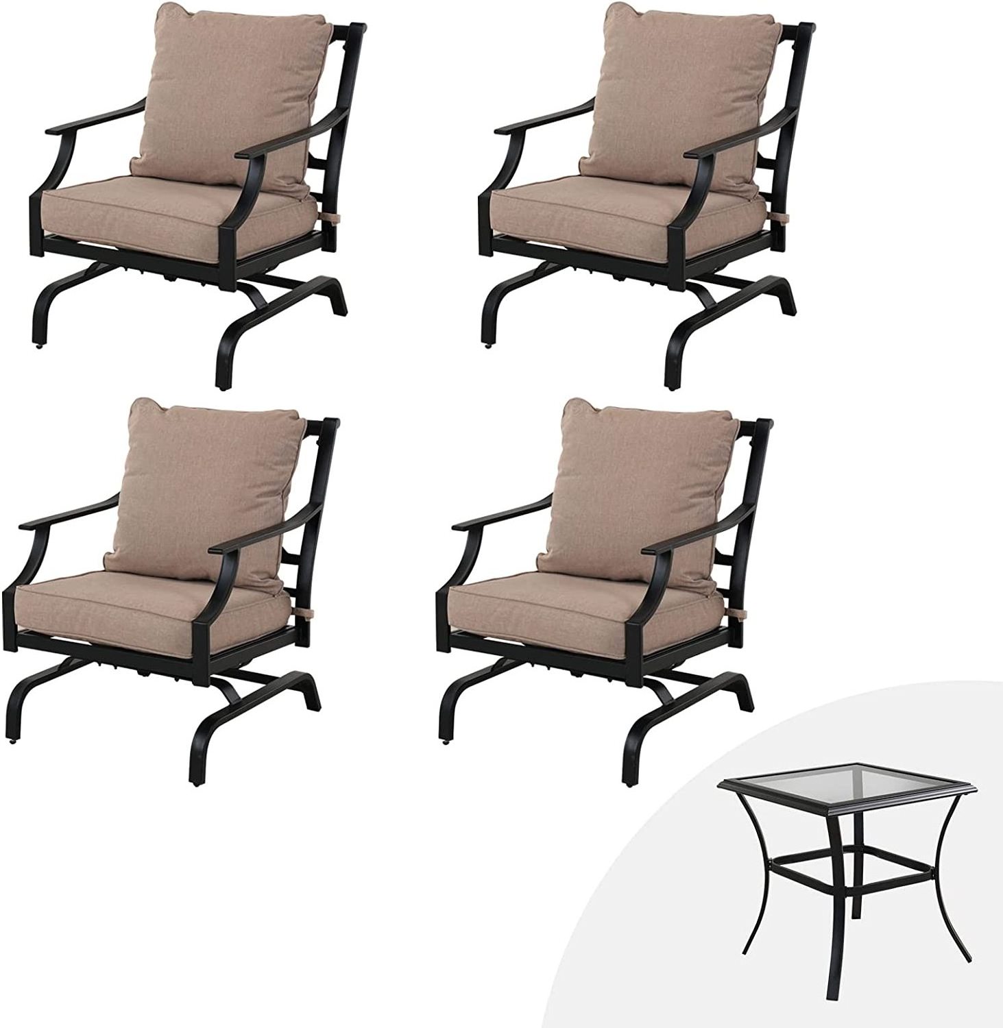 Grand Patio Dining Chairs Set of 4 Side Table Outdoor Chairs and Glass with Coffee Table 4 Pieces Metal Steel Outdoor Furniture